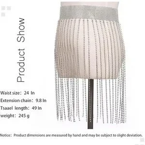 Accessories | Silver Rhinestone Tassel Skirt Crystal Belt Sparkly Chain ...